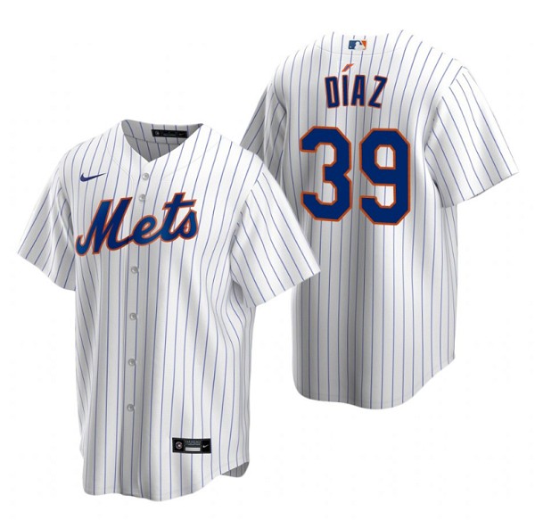 Men's New York Mets #39 Edwin Díaz White Cool Base Stitched Baseball Jersey